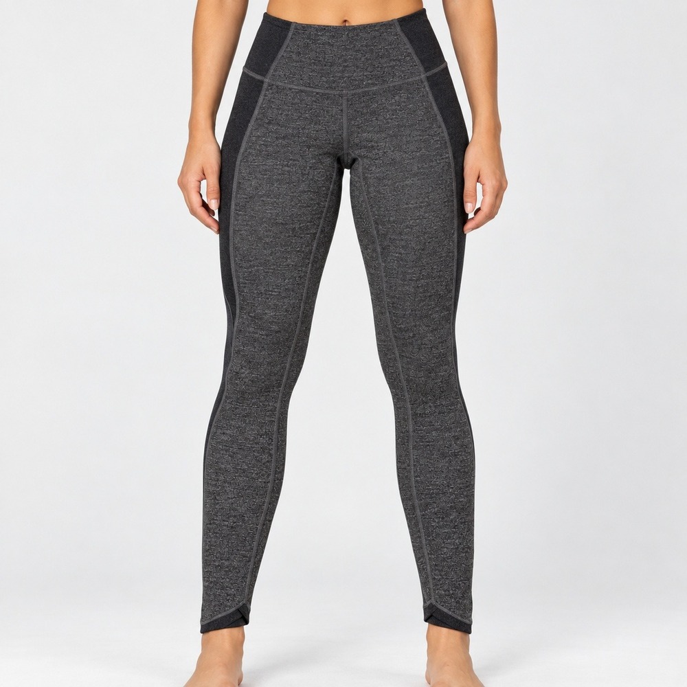 Lululemon High Rise Heathered Gray Contrast Panel Athletic Leggings Size 2